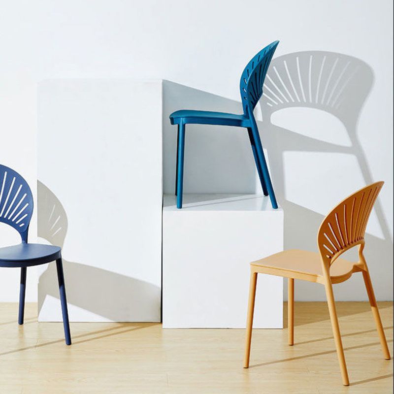 Plastic Dining Chair Modern Style Open Back Dining Side Chair