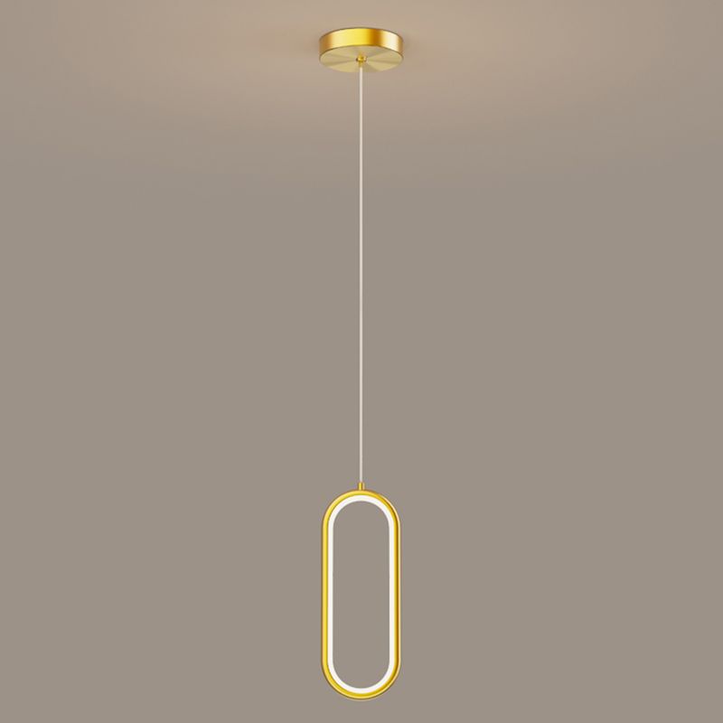 Oval Shape Metal Hanging Light Modern Style 1 Light Hanging Light Fixtures