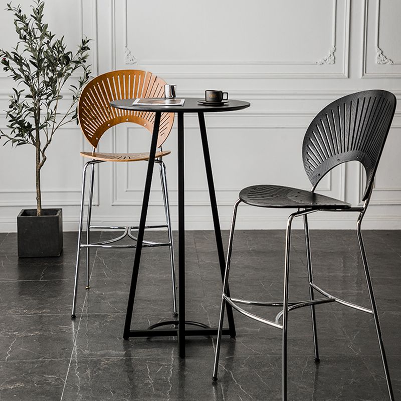 Contemporary Style Round Wooden Top Bar Dining Table for Home Use