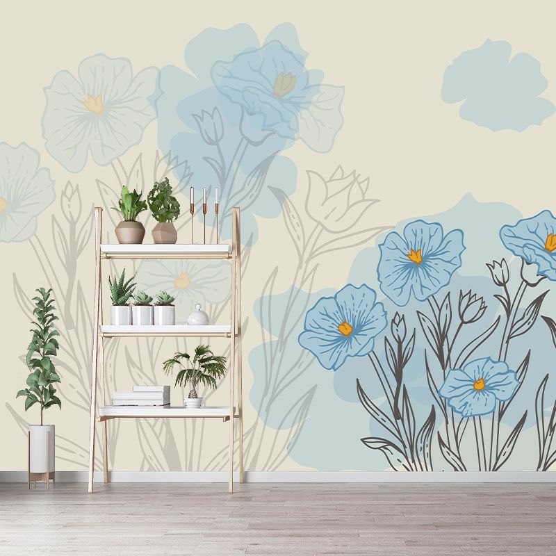 Plants Illustration Wallpaper Environment Friendly Mildew Resistant Indoor Wall Mural