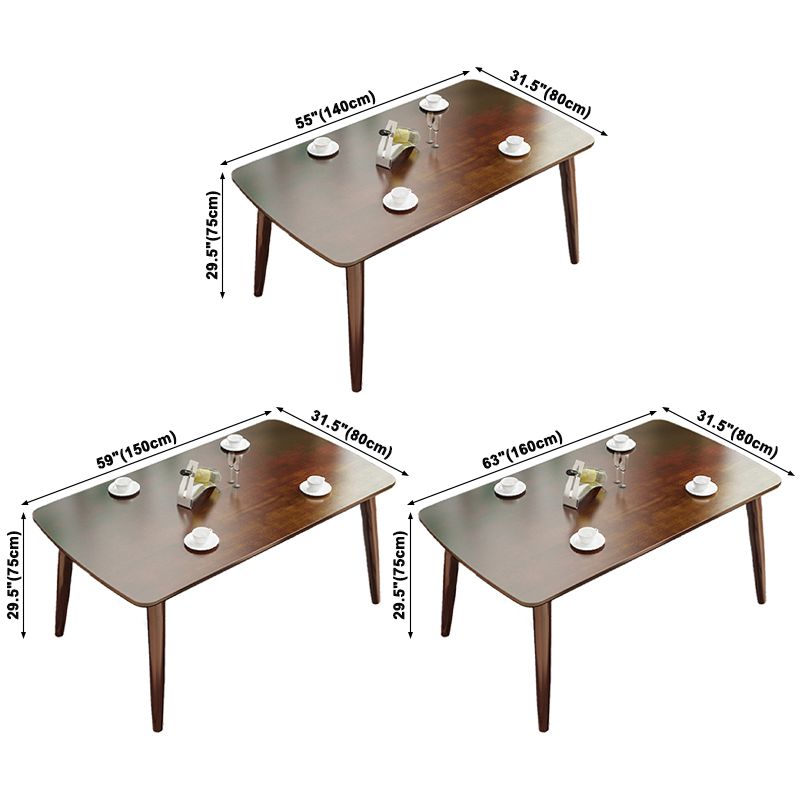 Rectangle 4 jambes Table à manger moderne Table brun Table fixe avec bois massif