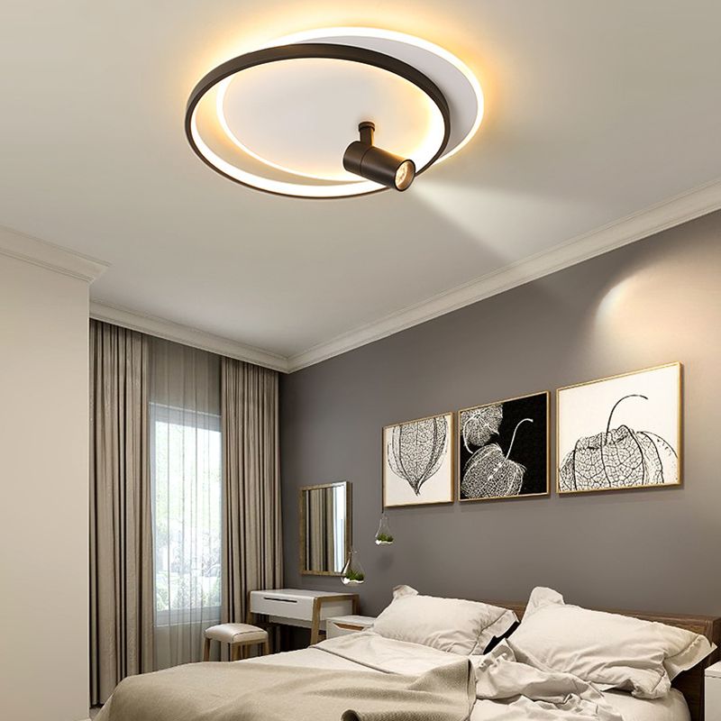 Plafonnier LED circulaire en fer laqué, montage encastré d'intérieur en acrylique de Style artistique moderne