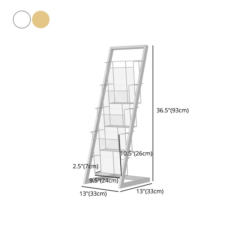 Closed Back Ladder Bookcase Glam Style Metal Book Shelf for Home Office