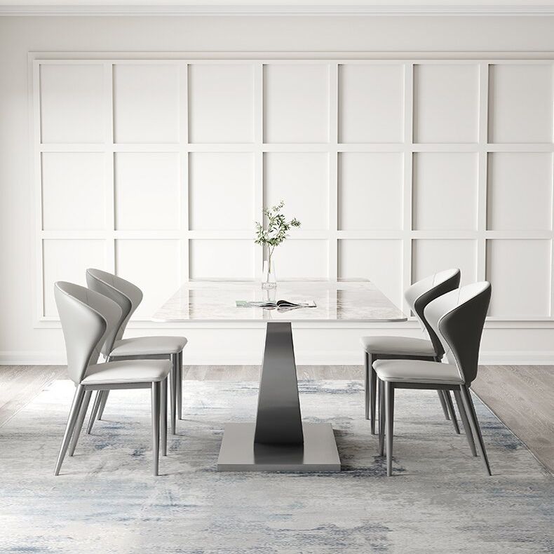 1/2/4/5/6/7/8 Pieces Dining Chair Set Sintered Stone Dining Room Set with Pedestal Base
