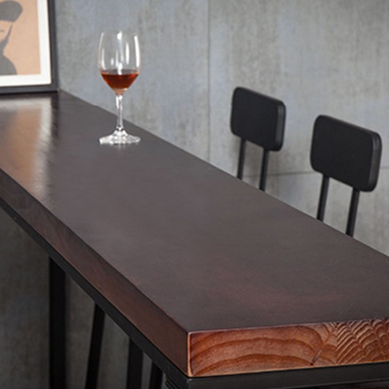 Brown Modern Style Bar Table in Metal and Wood Indoor Counter Table