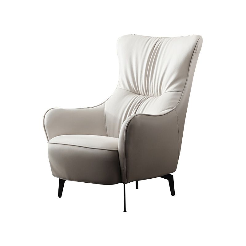 Contemporary Accent Armchair Faux Leather Barrel Accent Chair