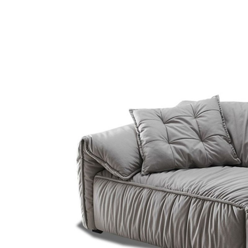 Contemporary Standard Pillow Top Arm Sofa Couch with Pillows in Grey