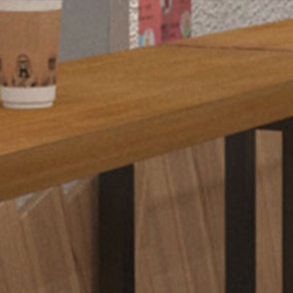 Industrial Rectangle Bar Height Table Solid Wood Bar Table with Double Pedestal Base