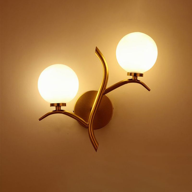 Modern Simple Style Round Disc Shade Wall Sconce Metal 2 Lights Sconces in Gold Finish