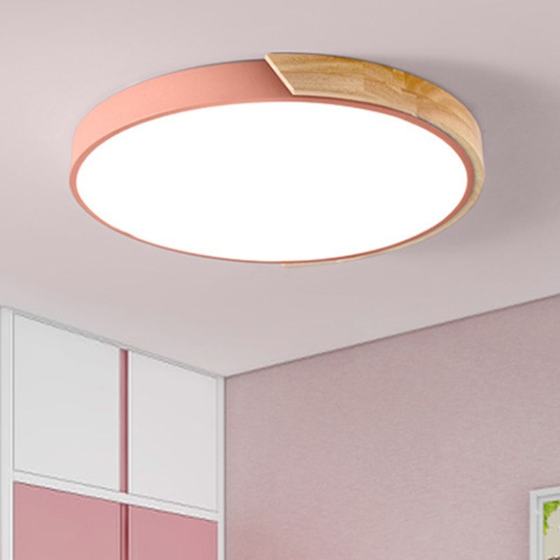Nordic Houten Plafond Licht Moderne Minimalistische Macaron Creatieve Slaapkamer Woonkamer Kinderkamer Ronde Led lampen