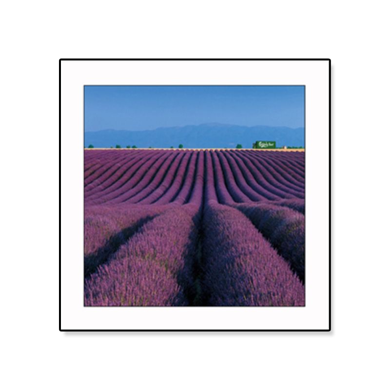 Farmhouse Lavender Landscape Painting Dark Color Living Room Wall Art Print, Textured