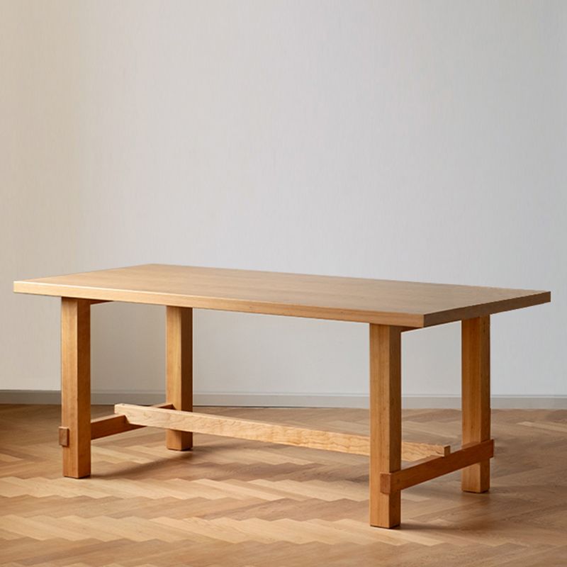Contemporary Rectangular Solid Wood Tabletop Dining Table with Trestle