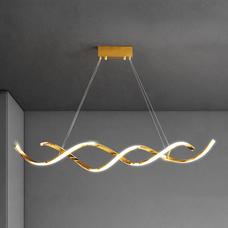 Modern Style Liner Shape Island Pendants 2-Lights Metal Pendant Lights for Living Room