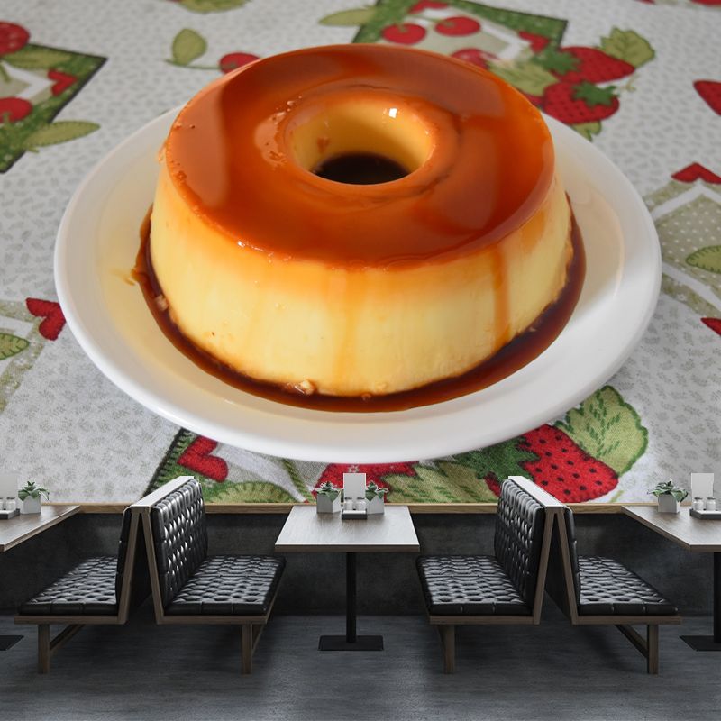 Customized Pudding Wall Mural Dessert Mildew Resistant Wallpaper Commerce Shop