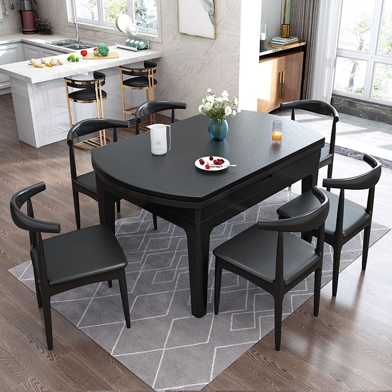 Modern Stone Scalable Dining Table Rubber Wood Legs for Dining Room