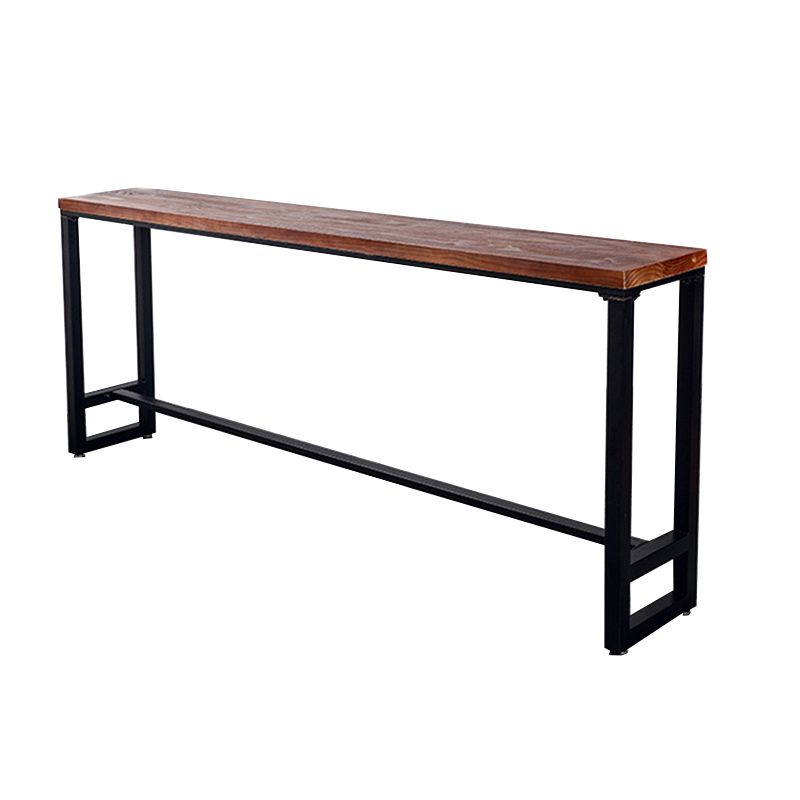 Black Rectangular Bar-height Table Solid Wood Top Bistro Pub Table
