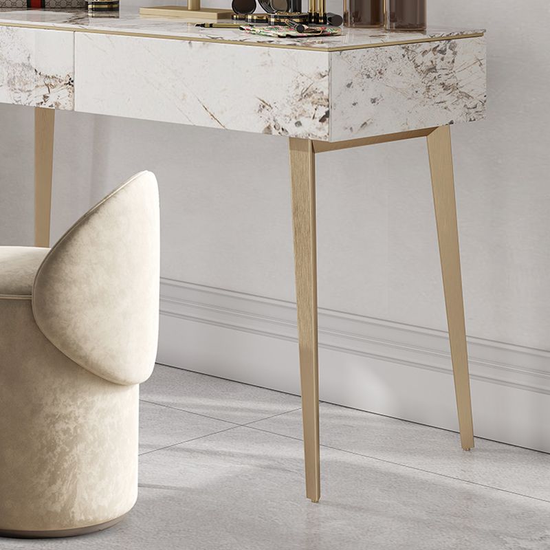 2 Drawers Makeup Table with Stool Stone Vanity Desk for Women - 15.75" D