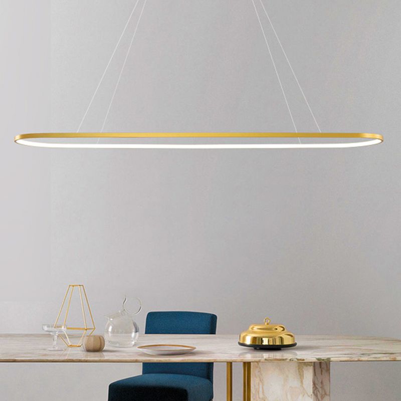 Luz de la isla contemporánea de metal ovalado 1 luces de la isla ligera en oro