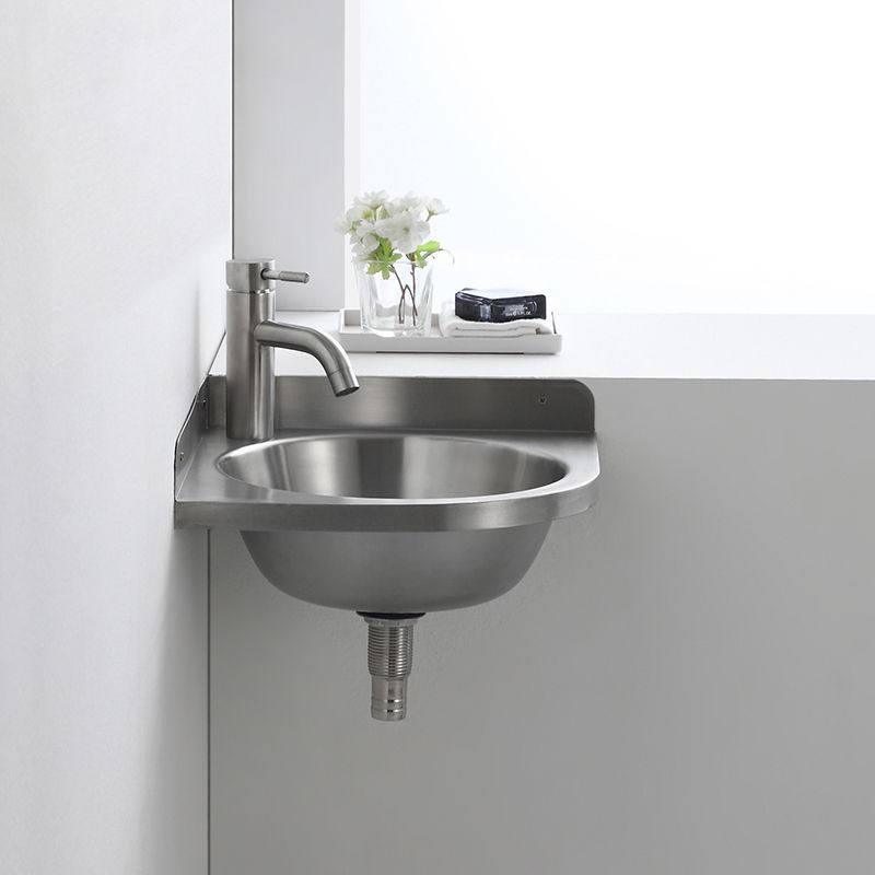 Modern Corner Sinks Metal Round with Faucet Wall Mount Bathroom Sink