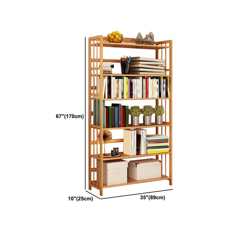Contemporary Brown Bamboo Shelf Bookcase Open Bookcase for Study Room