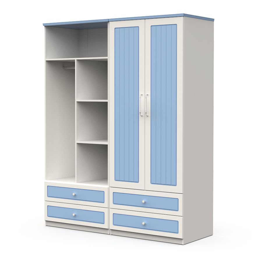 Contemporary Style Wardrobe Wood 2-Drawer Wardrobe Closet for Bedroom