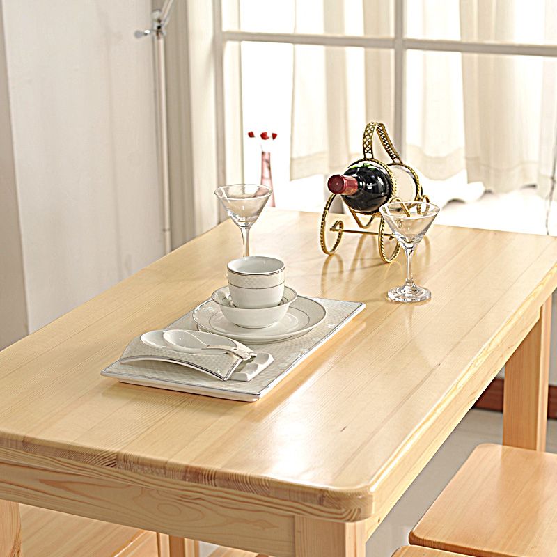 Modern 1/5 Piece Solid Wood Dining Room Rectangle Furniture Set