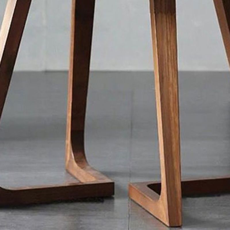 Round Double Pedestal Dining Table Modern Rubber Wood Table for Kitchen