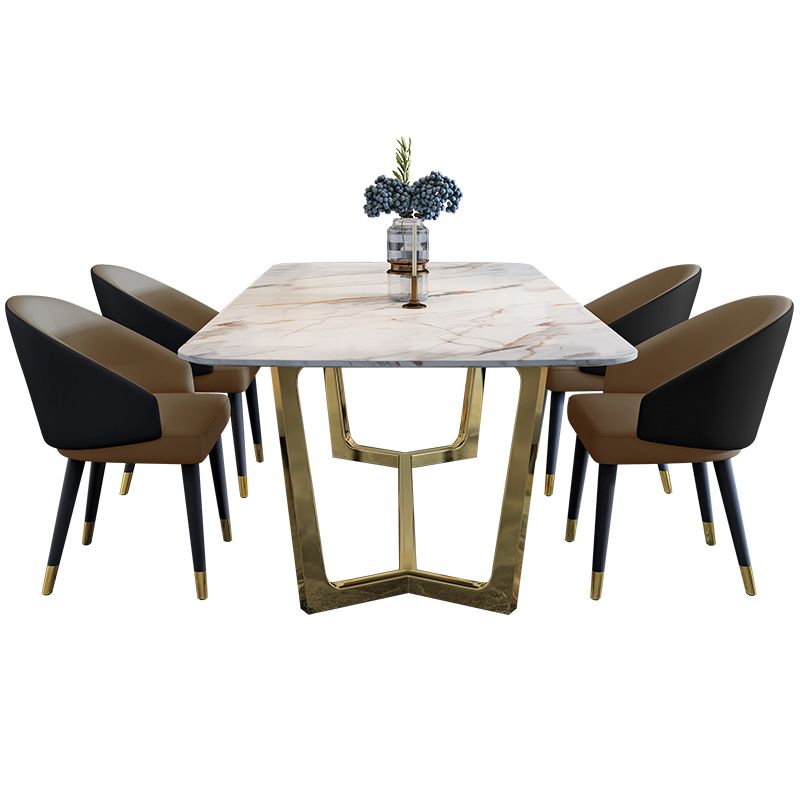 Tono blanco de piedra sinterizada mesa de comedor glam Mesa base para el comedor para comedor