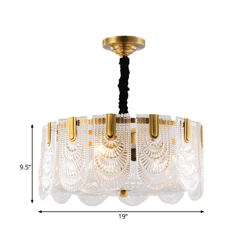 TEXTURANT VERRE LETURE PLAGE PLAGE MODERNISME 3/8 LUMIÈRES LUMIÈRE DE CHANDELER EN BRASS