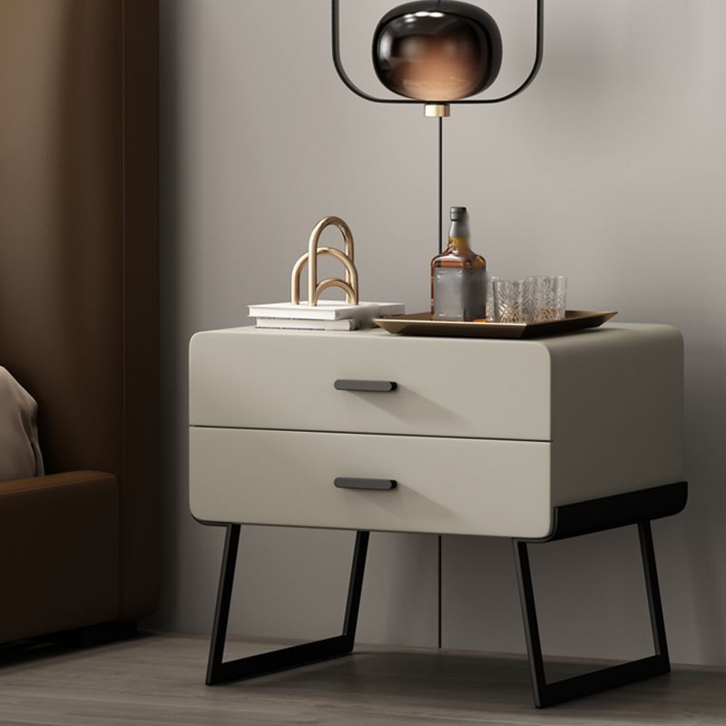 20'' Tall Drawer Storage Accent Table Nightstand Modern Faux Leather Nightstand
