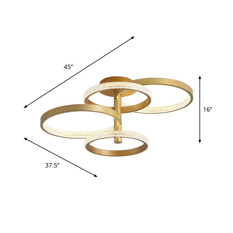 Rotatable Gold Ring Massimale Lampada Moderno Stylish 37,5 "/45" L LED Acrilico Semiflush Lighting in Warm / White / Natural Light