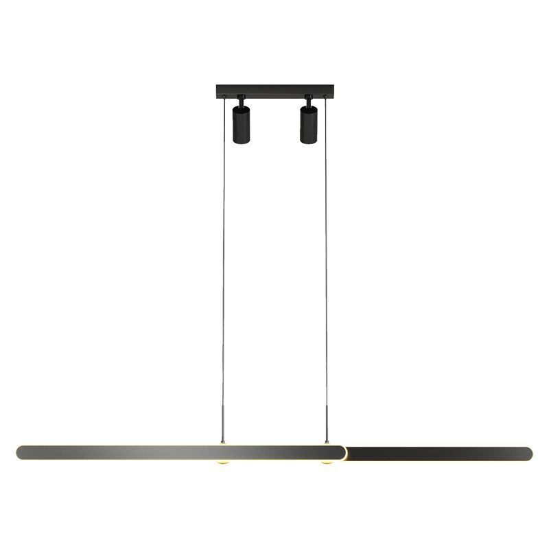 Accesorio de iluminación de lámpara de metal lineal estilo led isla negra led lámpara de techo de techo