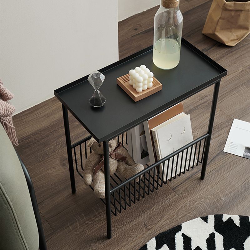 Contemporary Tray Top End Table 21.65" Tall Metal Side Table