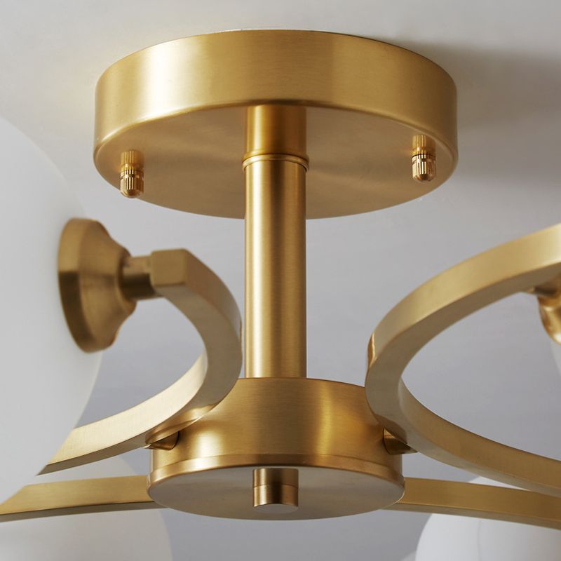 Modern Style Sputnik Flush Mount Metal Ceiling Light in Gold for Bedroom