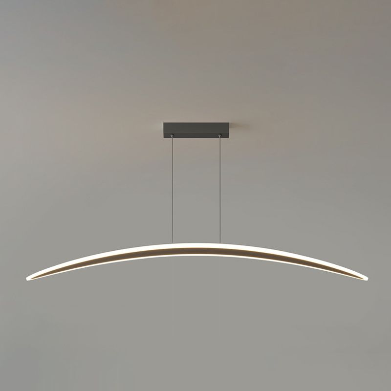 Simple Curved Hanging Island Light Metal LED Dining Room Island Ceiling Light