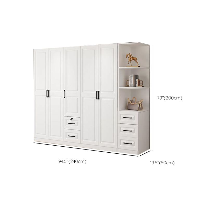 Hinged Wardrobe Cabinet White Wardrobe Armoire with Shelves for Home