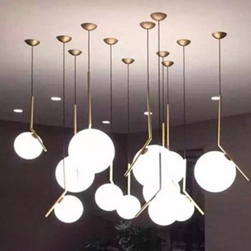 Crema Glass Globe Sospensione Lampada Minimalista 1 Lampada a sospensione per il ristorante