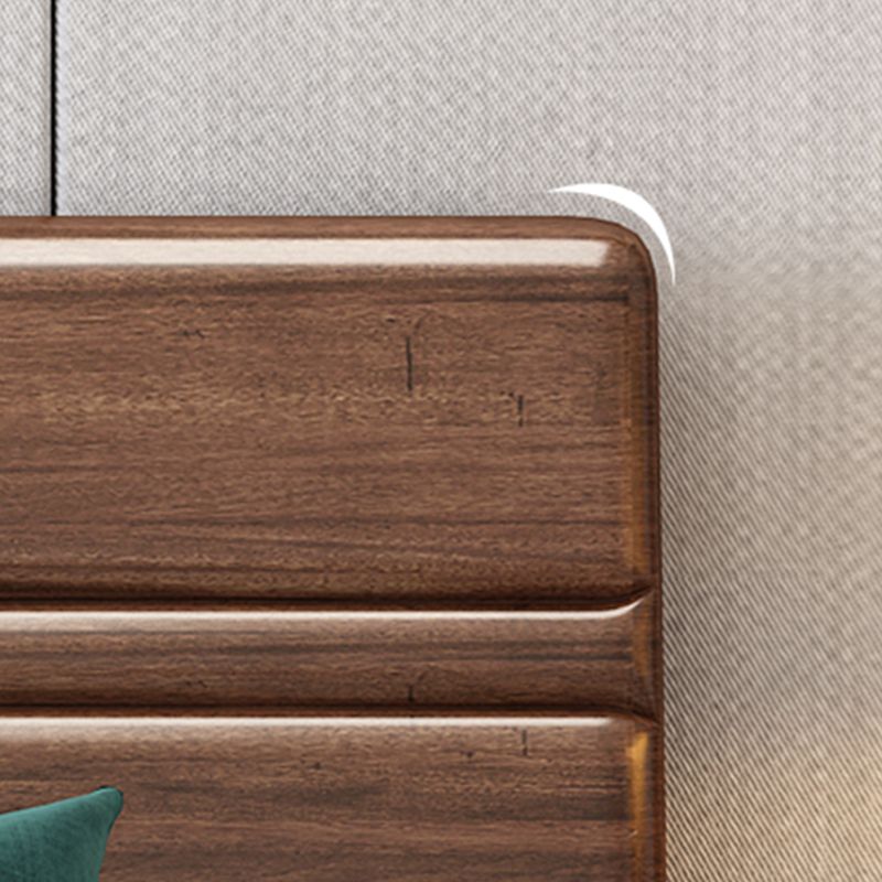 42.5" Traditional Solid Wood Bed, Low Profile Bed in Ash Walnut