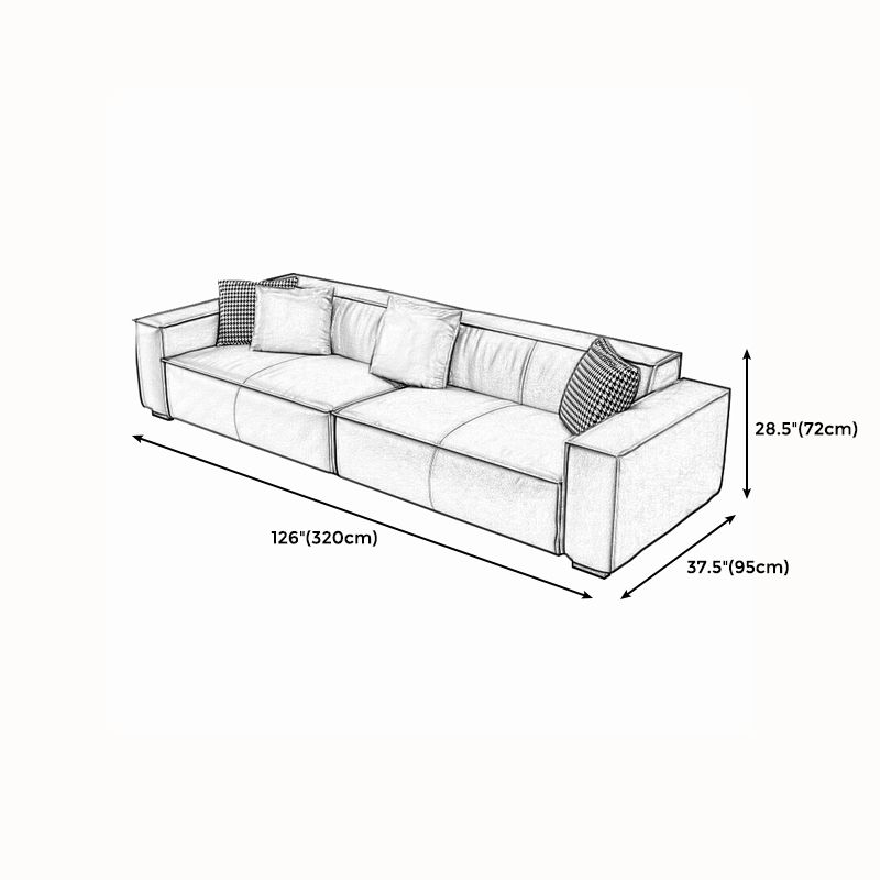 Modern Style Solid Wood Base Leather & Namib Black Rectangular Sofa
