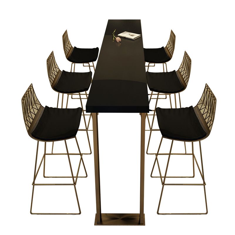 Glam Black Bar Table Set 1/2/7 Pieces Solid Wood Counter Table Set for Indoor