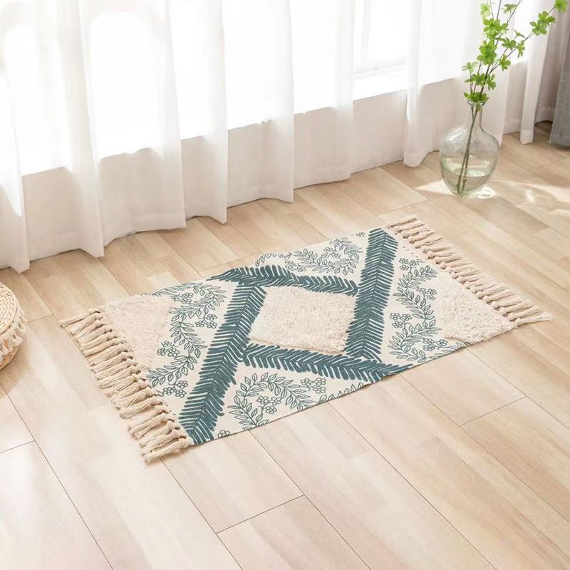 Fancy Boheemse tapijt Green Polyester Americana Print Area Carpet Fringe Rug voor woningdecoratie
