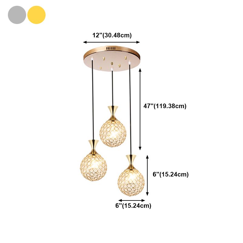 Escaliers multi-légers en spirale Pendant la lampe à goutte élégante minimaliste avec nuance de cristal à billes