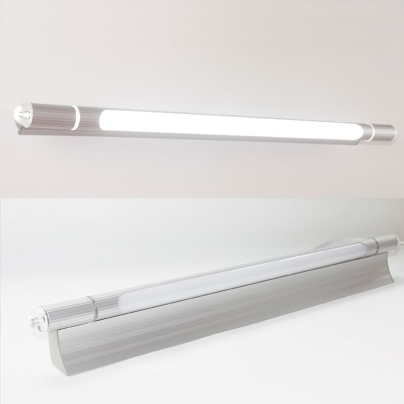 Silver Aluminum Wall Mount Lamp Contemporary Vanity Wall Light Sconces for Bathroom