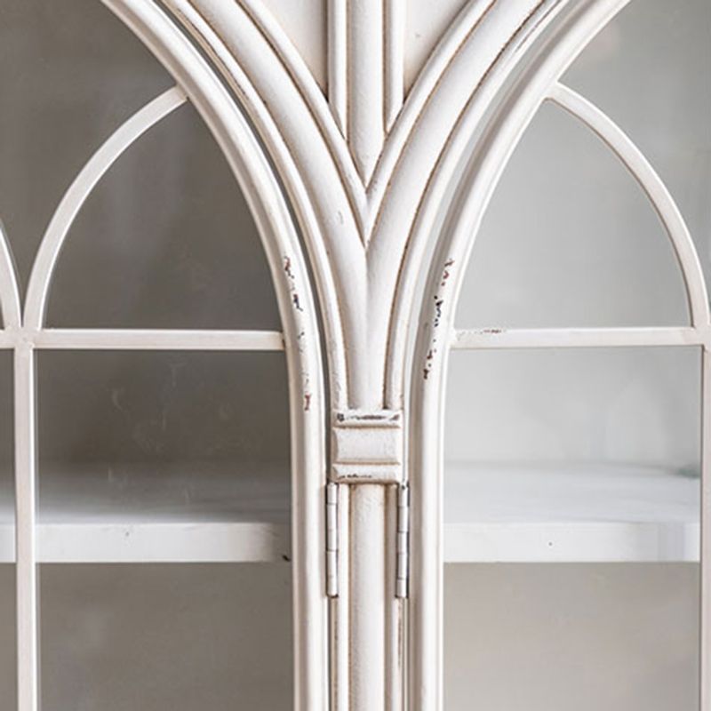 Traditional Glass Doors Display Stand Pine Wood Storage Cabinet for Dining Room