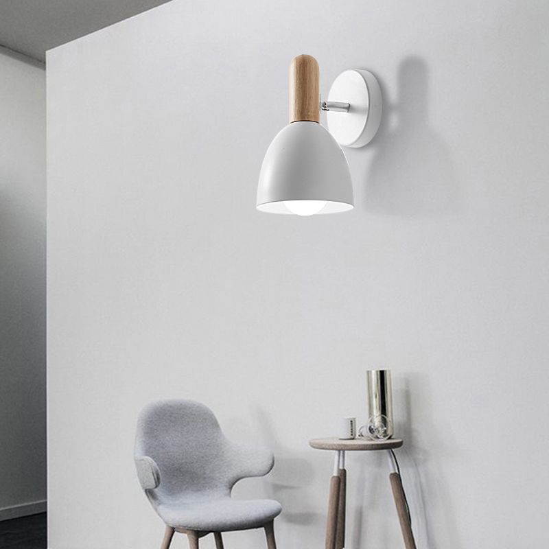 Elongated Dome Wall Sconce Contemporary Metal 1 Head Black/Gray/White Wall Light Fixture for Bedroom, 5" W