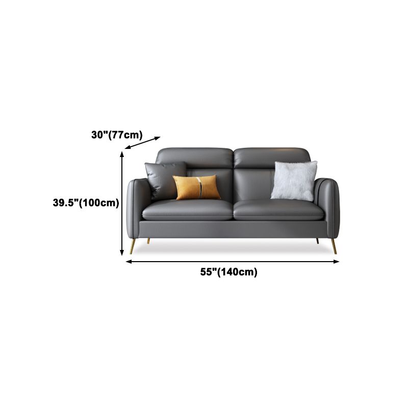 Glam Gray Standard Square Arm Living Room Leather Stain Resistant Sofa