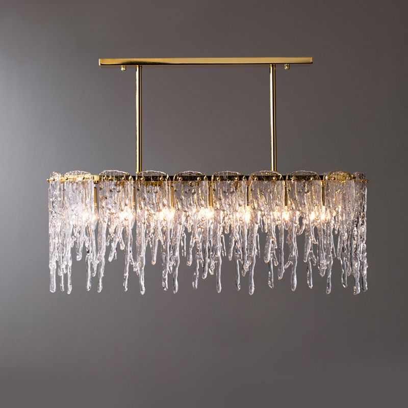 Modern Luxurious Island Pendant Lighting 7 Light Water Column Optical Crystal Island Ceiling Light for Living Room