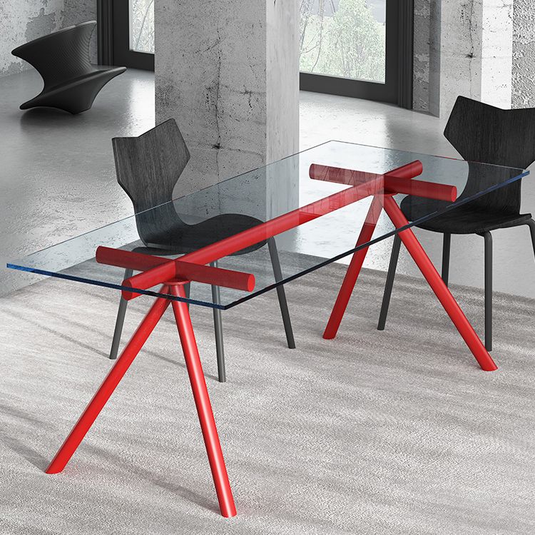 Simplicity Style Rectangle Glass Dining Site Table with 4-foot