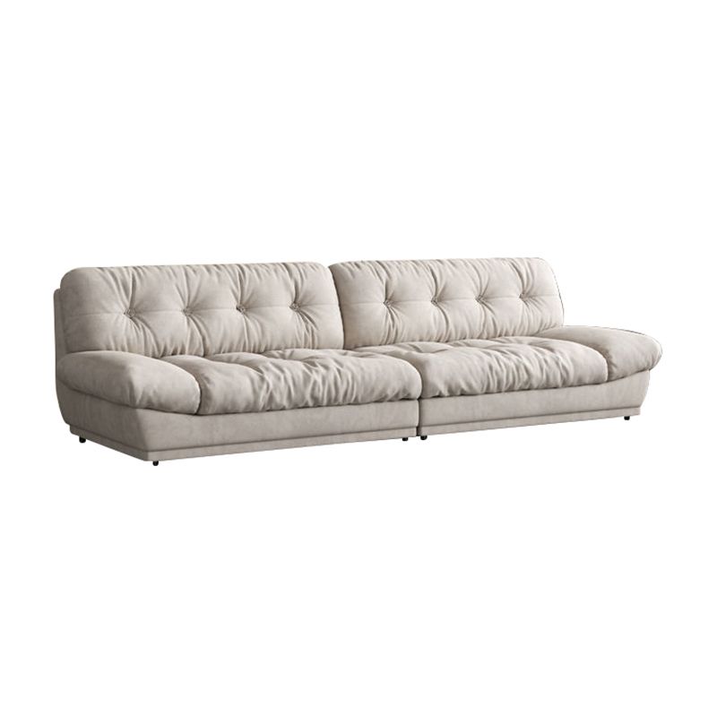 White Velvet Armless Sofa Contemporary Sofa with Tufted Back for Living Room