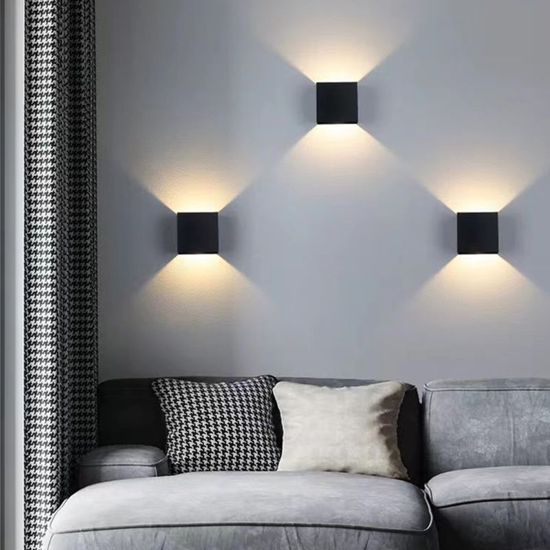 Modern Style Square Shape Wall Sconce Metal 1 Light Sconces for Bedroom